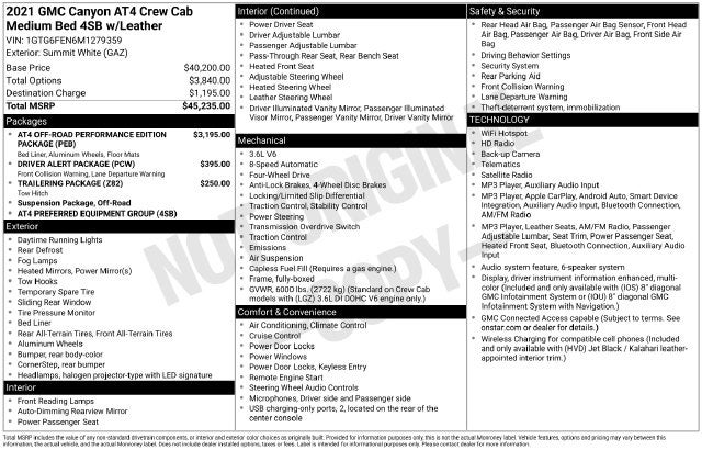 2021 GMC Canyon AT4 w/Leather