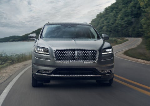 A 2022 Lincoln Nautilus is shown with its LED light illuminated while being driven | Bob Maxey Lincoln in Detroit MI