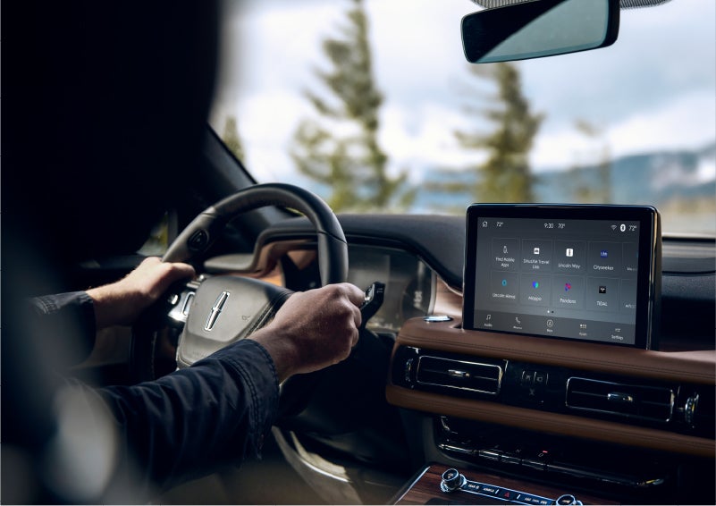 The Lincoln+Alexa app screen is displayed in the center screen of a 2023 Lincoln Aviator® Grand Touring SUV | Bob Maxey Lincoln in Detroit MI